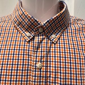 Men's Orange and Blue Checkered Shir